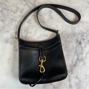 Rebecca Minkoff Megan Black Leather Feed Bag Crossbody Gold Tone Hardware